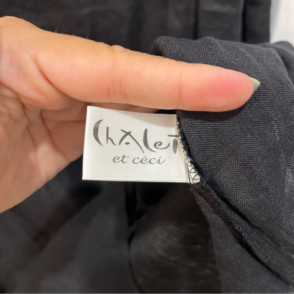 Chalet 100% Linen Dress Gray And Black Sleeveless Women’s Size XS Knee Length - Picture 9 of 10